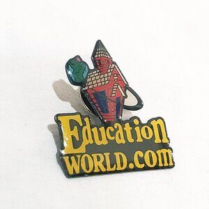 School House Education World Lapel Pin 1" Metal Resin